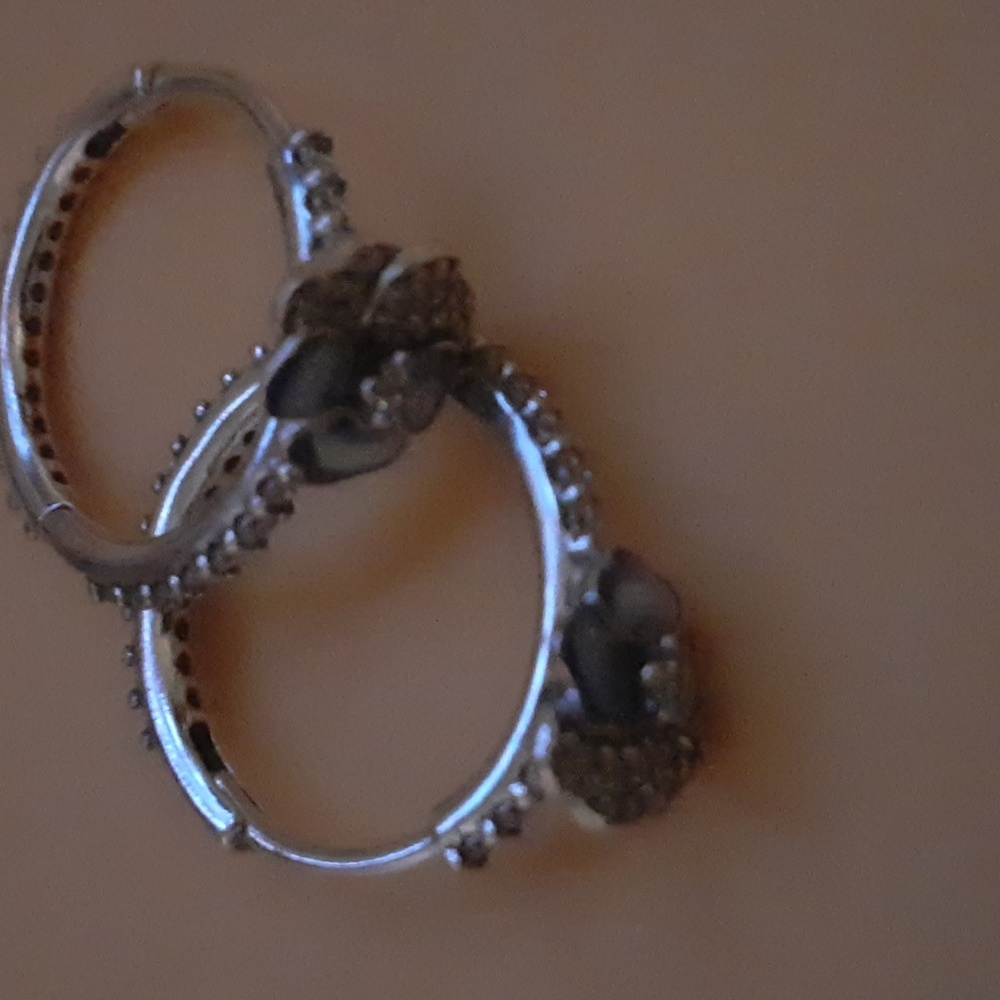 Pandora blue and silver flower earrings